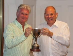 Dave Pitchford and Martin Hodson receive snooker trophy